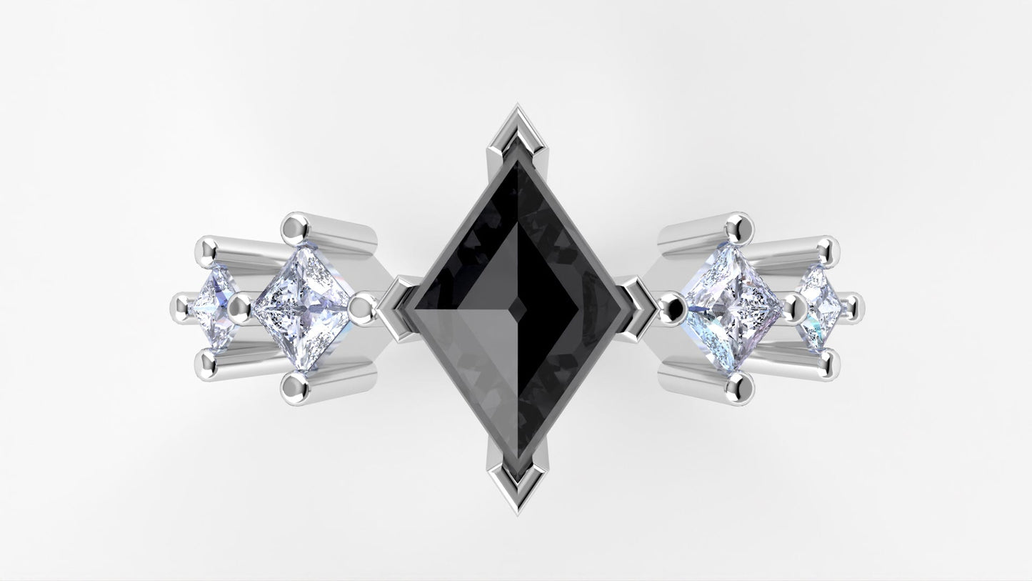 Salt and pepper diamond and white diamond engagement ring inspired by Taylor Swift