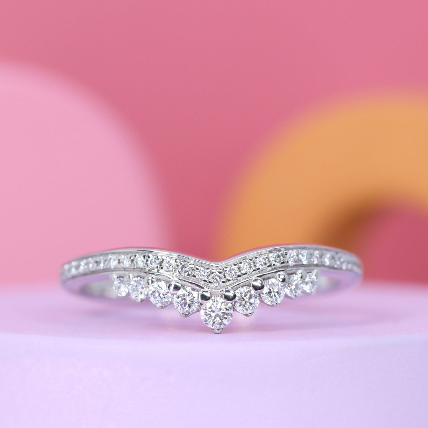 Diamond crown tiara style shaped wedding ring