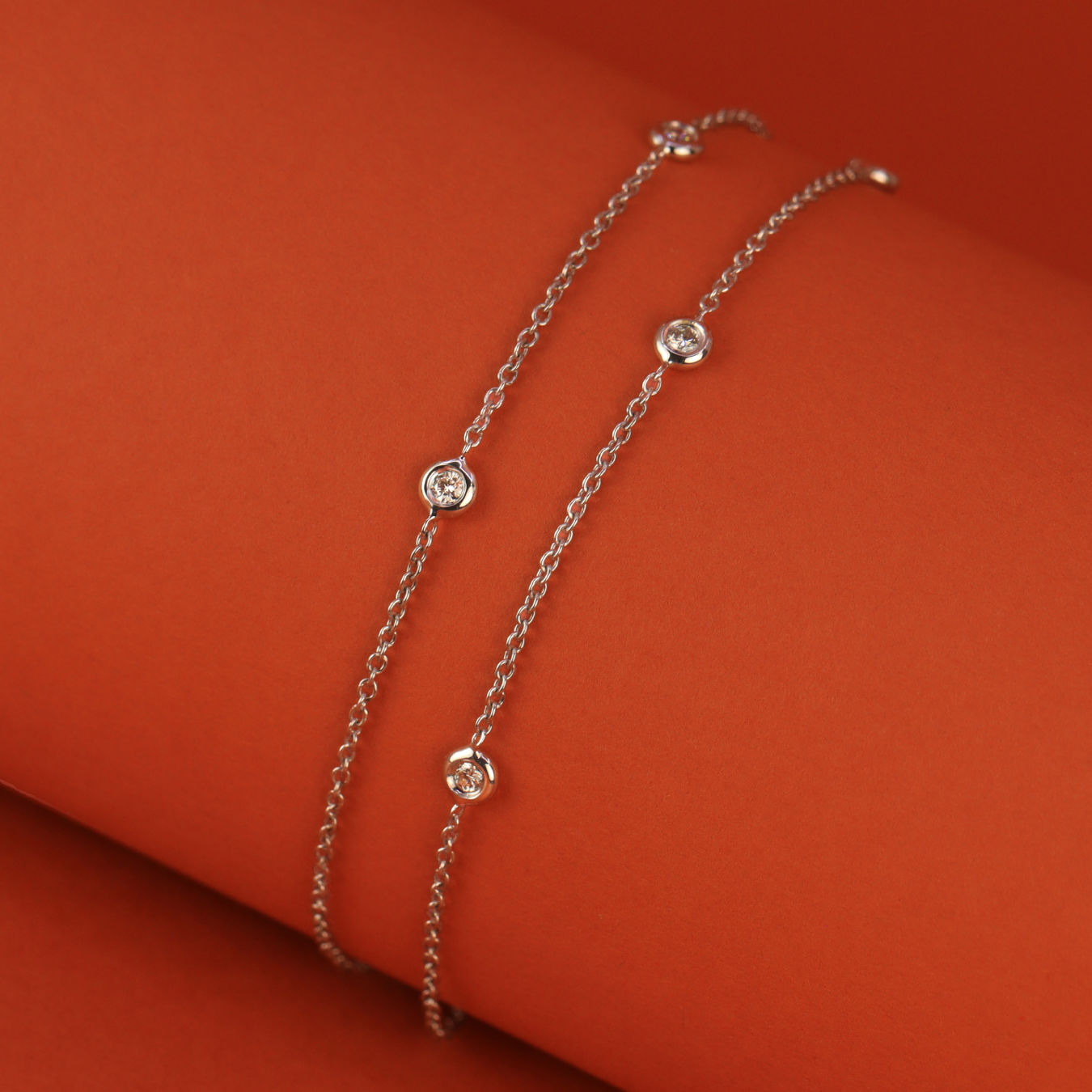 Lab grown diamond double chain bracelet