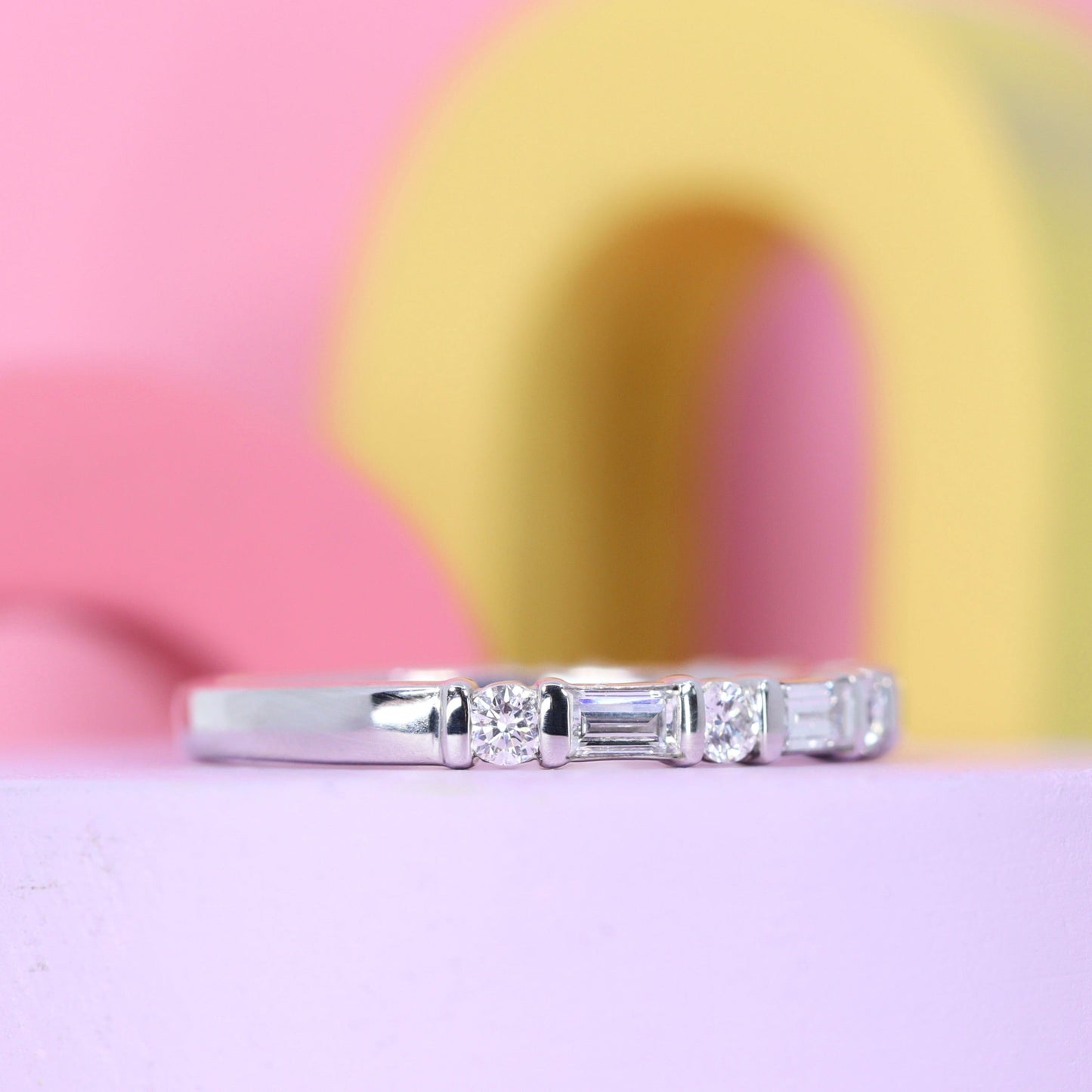 Platinum wedding ring with white diamonds