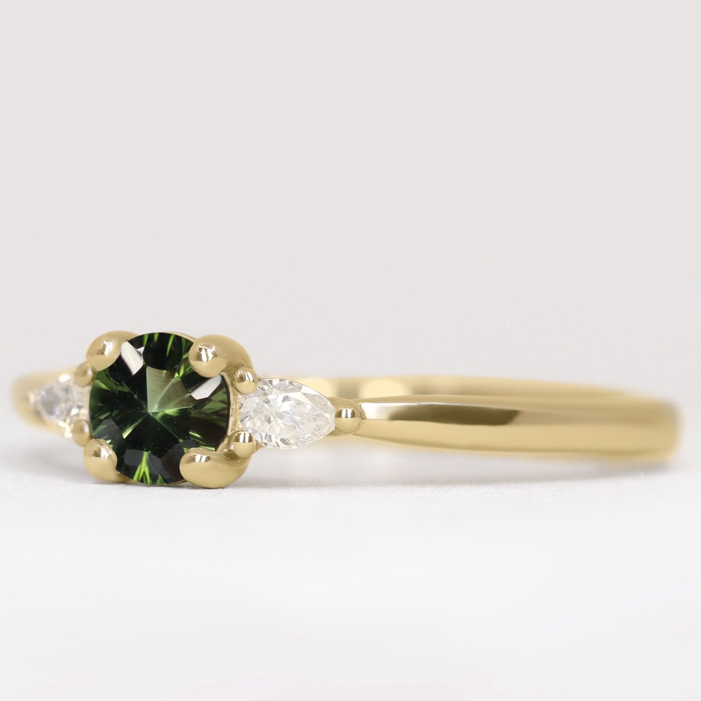 Unique optix tourmaline and lab grown diamond engagement ring