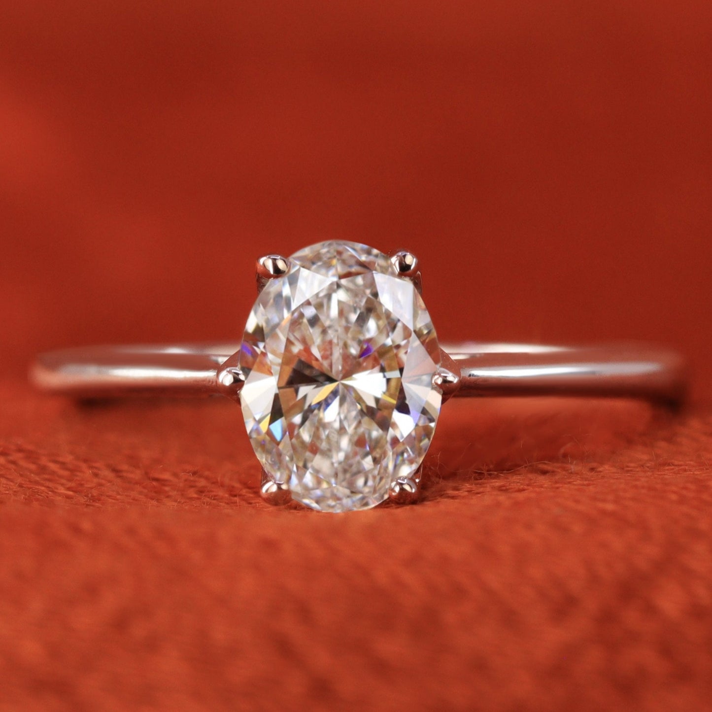Solitaire engagement ring with lab grown diamond
