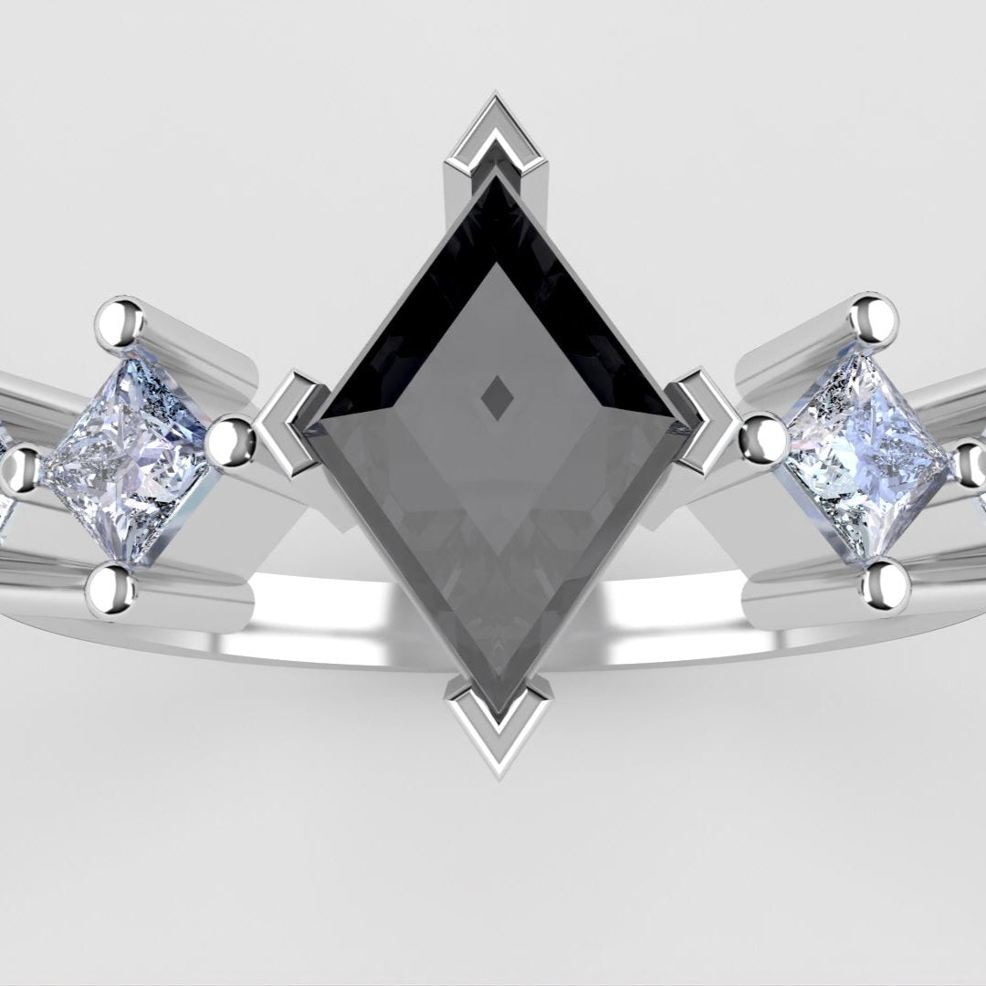 Salt and pepper diamond and white diamond engagement ring inspired by Taylor Swift