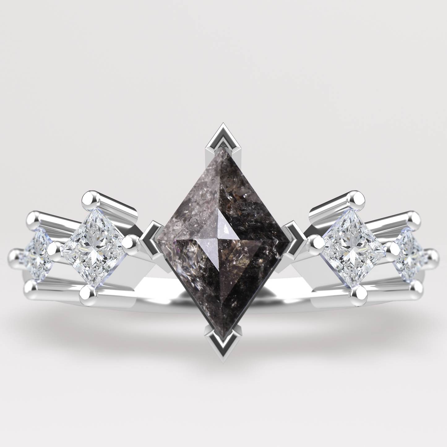 Salt and pepper diamond and white diamond engagement ring inspired by Taylor Swift