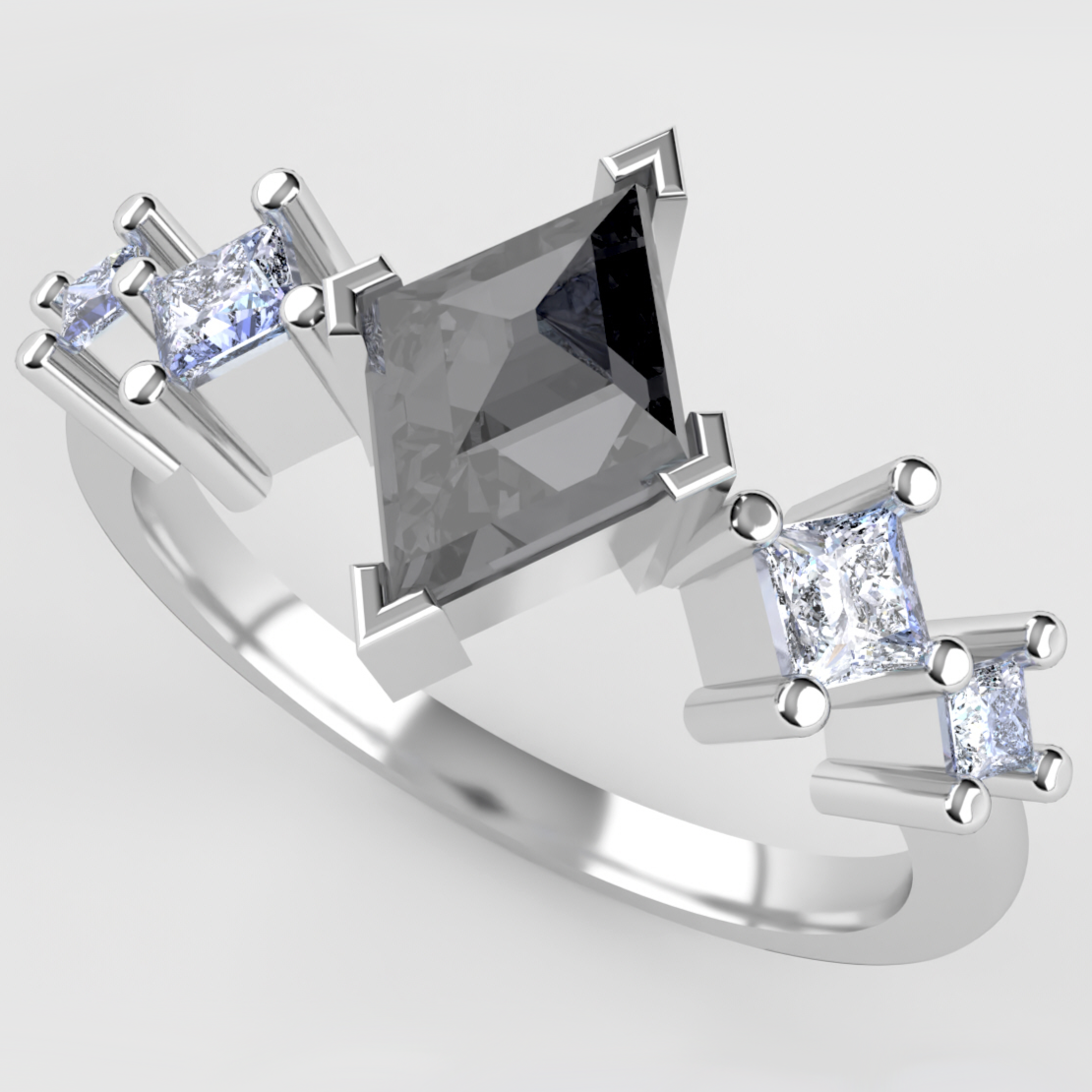 Salt and pepper diamond and white diamond engagement ring inspired by Taylor Swift