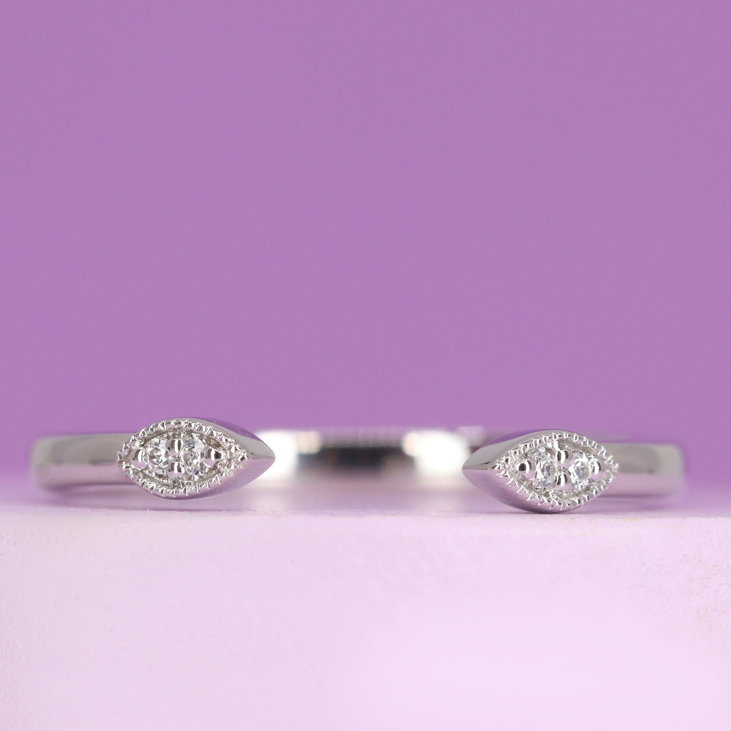Diamond beaded antique inspired wedding ring