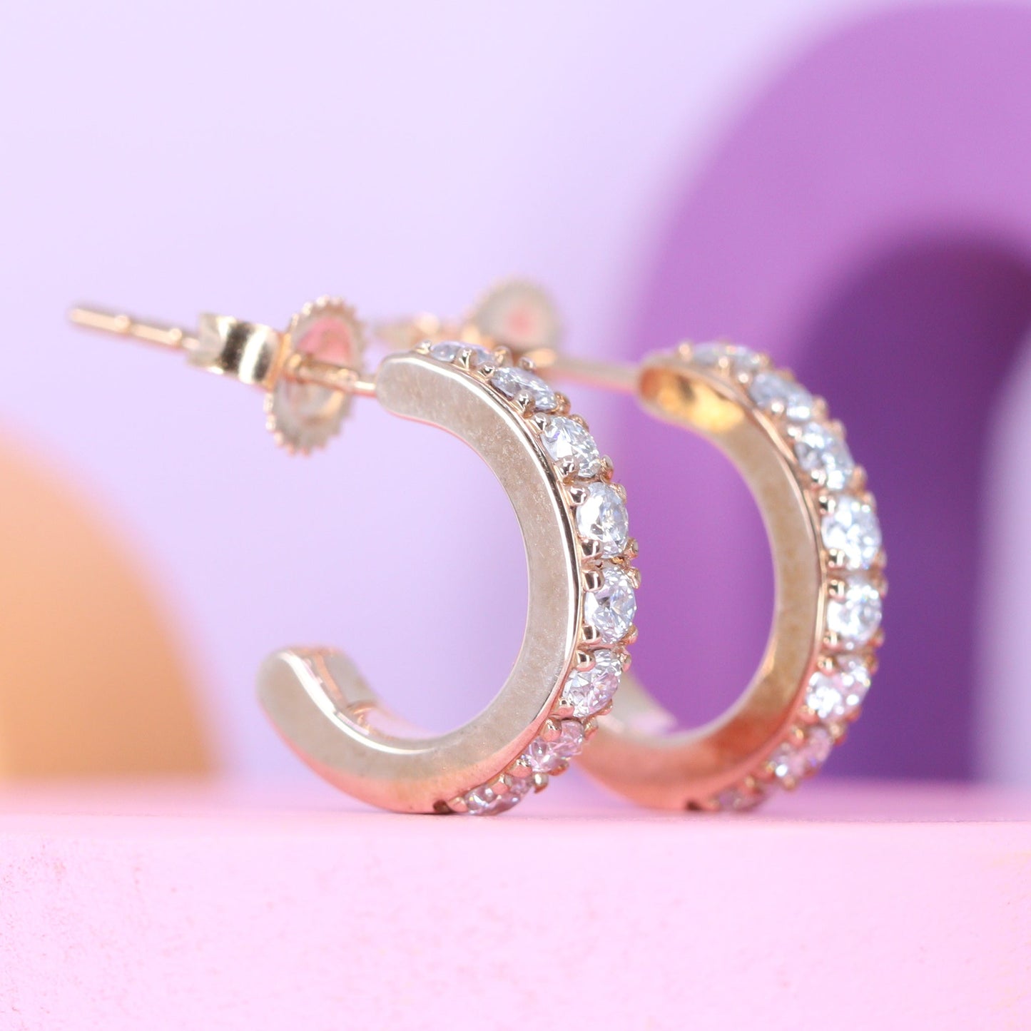 Lab grown diamond hoop earrings in yellow gold