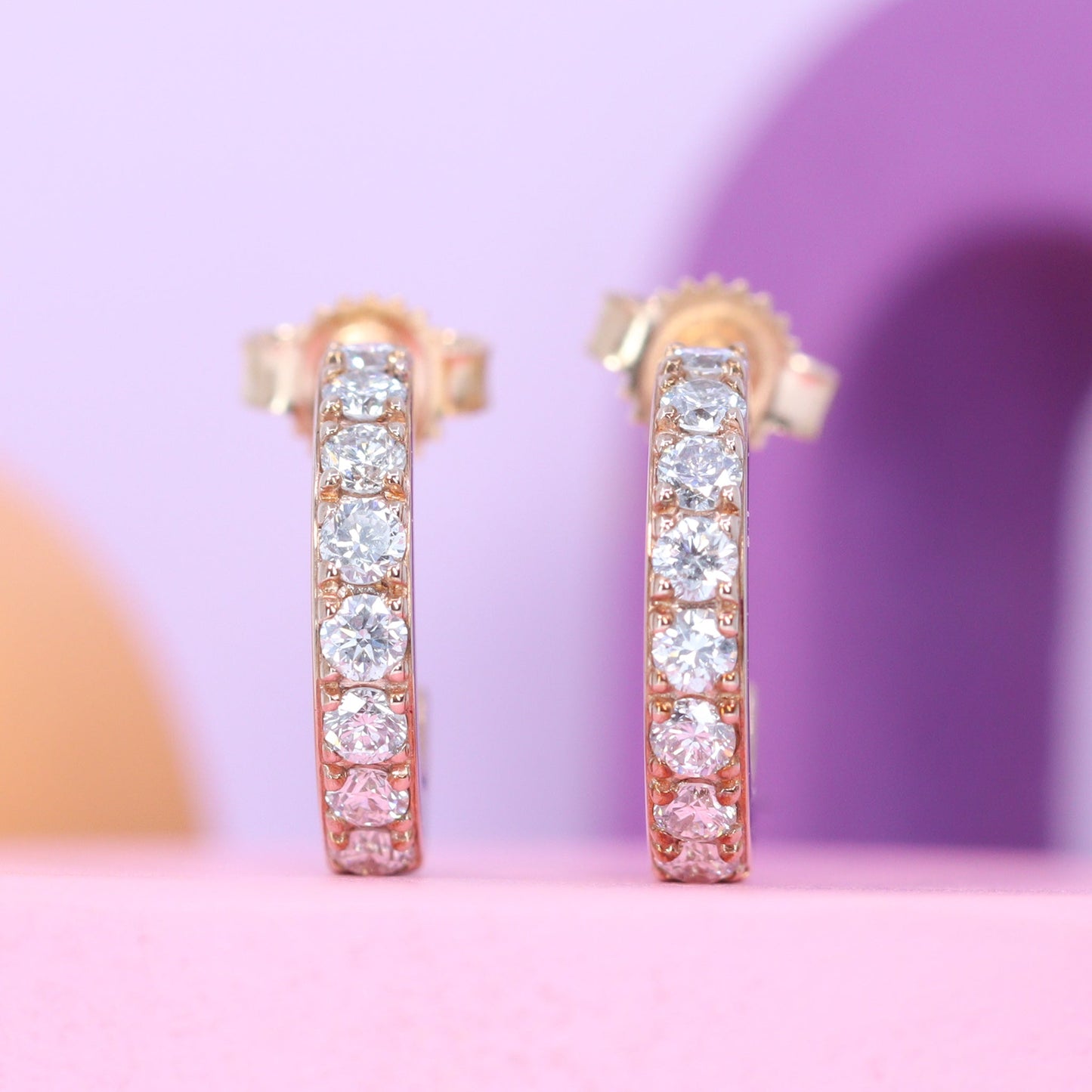 Lab grown huggie hoop earrings in yellow gold
