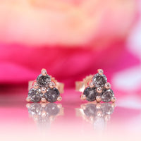Henrietta - Salt and Pepper Diamond Set Earrings in Rose Gold - Ready-to-Wear